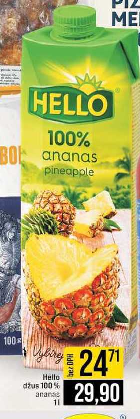 Hello džus 100% ananas 1l 