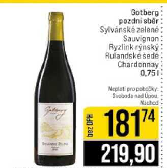 Gotberg pozdní sběr Sylvánské zelené Sauvignon Ryzlink rýnský Rulandské šedė Chardonnay 0,75l
