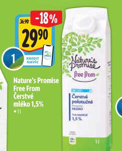  Nature's Promise free from Čerstvé mléko 1,5% 1 l