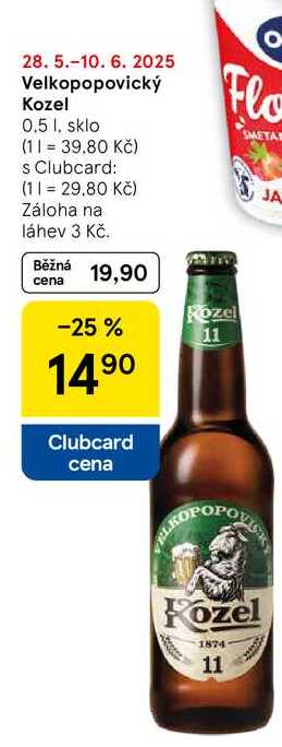 Velkopopovický Kozel, 0,5 l, sklo 