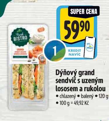  Dýňový grand sendvič s uzeným lososem a rukolou 120 g