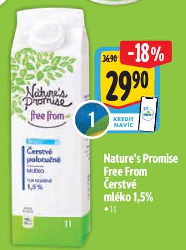 Nature's Promise Free From Čerstvé mléko 1,5%, 1 l