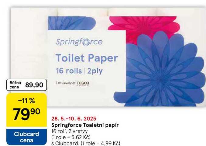 Springforce Toaletní papír, 16 roli, 2 vrstvy