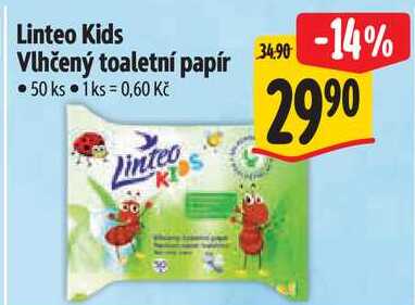 Linteo Kids Vlhčený toaletní papír, 50 ks