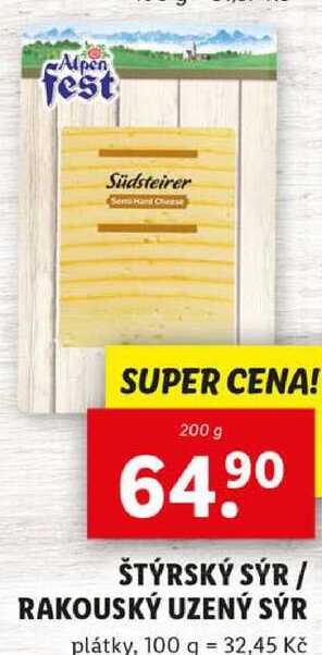 ŠTÝRSKÝ SÝR/RAKOUSKÝ UZENÝ SÝR, 200 g