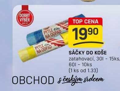 SÁČKY DO KOŠE zatahovací, 30l - 15ks