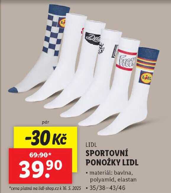 SPORTOVNÍ PONOŽKY LIDL 