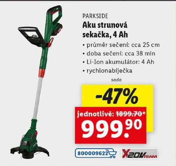 Aku strunová sekačka, 4 Ah 
