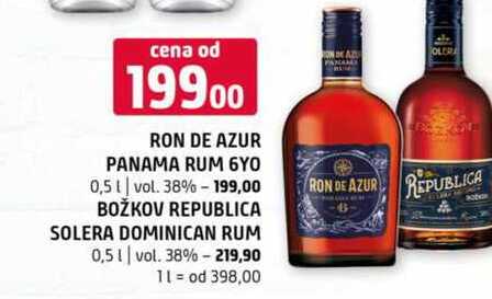 Ron de azur panama rum 6yo 0,5l božkov republica solera dominican rum 0,5l