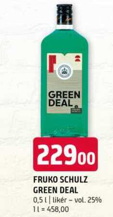 Fruko schulz green deal 0,5l likér vol. 25% 