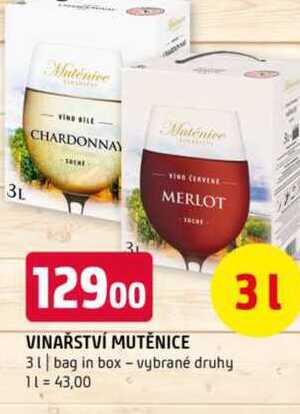 Vinařství mutěnice 3l bag in box vybrané druhy