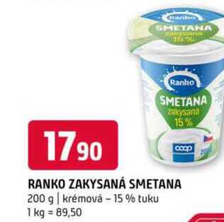 Ranko zakysaná smetana 200 g krémová 15% tuku