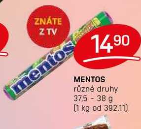 MENTOS různé druhy 37,5- 38 g