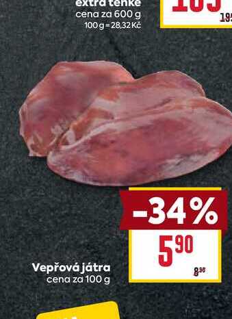 Vepřová játra cena za 100 g 