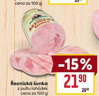 Řeznická šunka z pultu lahůdek cena za 100 g 