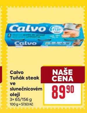 Calvo Tuňák steak ve slunečnicovém oleji 3x 65/156 g