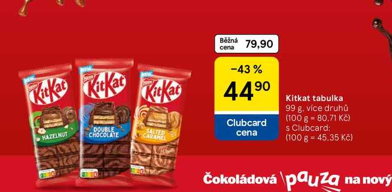 Kitkat tabulka, 99 g, více druhů 