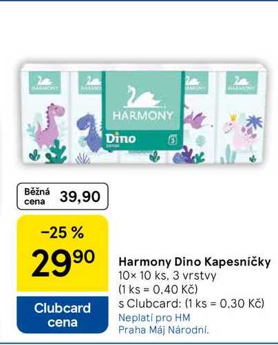Harmony Dino Kapesníčky, 10x 10 ks. 3 vrstvy 