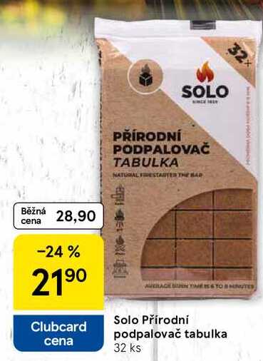 Solo Přírodní podpalovač tabulka, 32 ks 