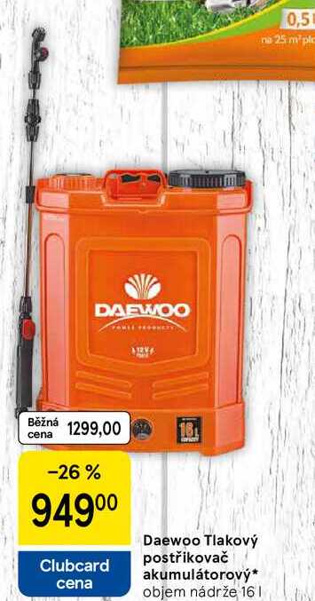 Daewoo Tlakový postřikovač akumulátorový, objem nádrže 16 l