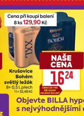 Krušovice Bohém světlý ležák 8x 0,51, plech