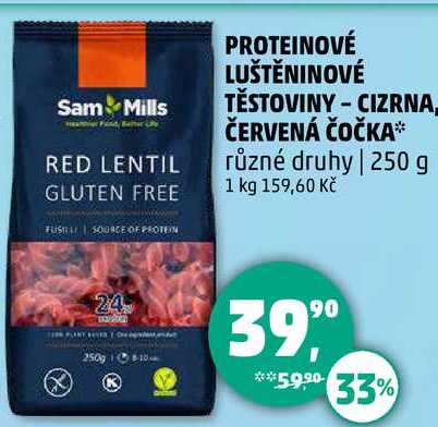 PROTEINOVÉ LUŠTĚNINOVÉ TĚSTOVINY - CIZRNA ČERVENÁ ČOČKA různé druhy, 250 g 