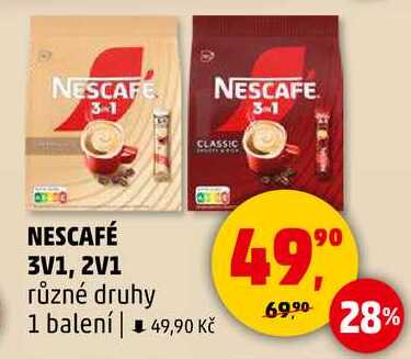 NESCAFÉ 3V1, 2V1 různé druhy, 1 balení