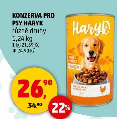 KONZERVA PRO PSY HARYK různé druhy, 1,24 kg 