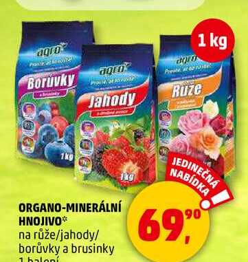ORGANO-MINERÁLNÍ HNOJIVO na růže/jahody/ borůvky a brusinky, 1 balení