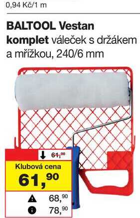 BALTOOL Vestan komplet váleček s držákem a mřížkou, 240/6 mm