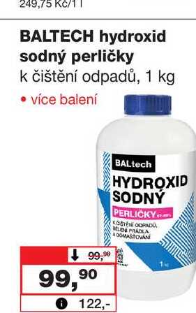 BALTECH hydroxid sodný perličky k čištění odpadů, 1 kg 