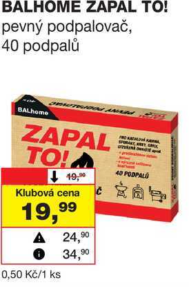 BALHOME ZAPAL TO! pevný podpalovač, 40 podpalů 