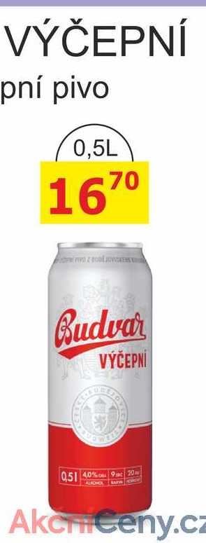 BUDVAR Pivo světlé výčepní 0,5l 0.5l plechovka