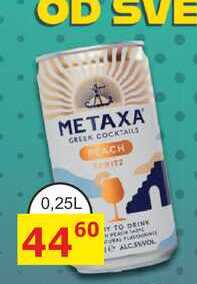 METAXA peach coctail, míchaný drink 0,25l plechovka