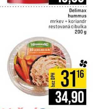 Delimax hummus mrkev + koriandr restovaná cibulka 200 g 