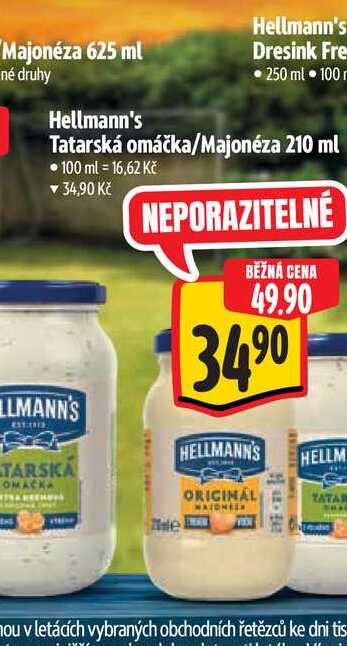  Hellmann's Tatarská omáčka/Majonéza 210 ml 