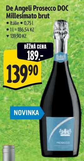 De Angeli Prosecco DOC Millesimato brut, 0,75 l