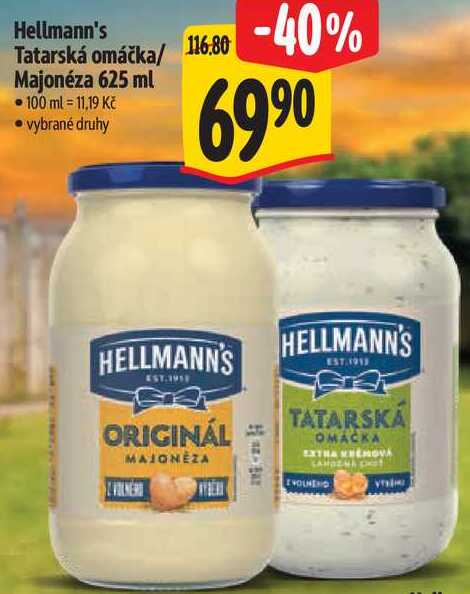 Hellmann's Tatarská omáčka/Majonéza, 625 ml