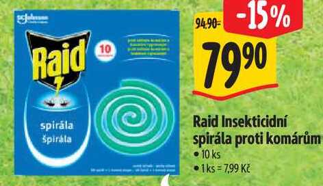 Raid Insekticidní spirála proti komárům, 10 ks 