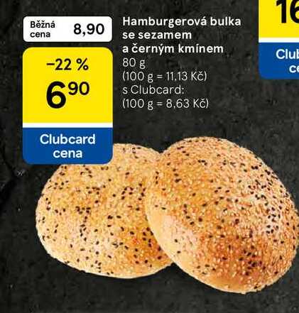 Hamburgerová bulka se sezamem a černým kmínem, 80 g