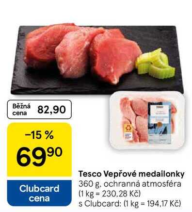 Tesco Vepřové medailonky, 360 g 