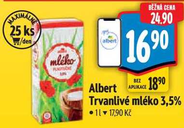 Albert Trvanlivé mléko 3,5%, 1 l
