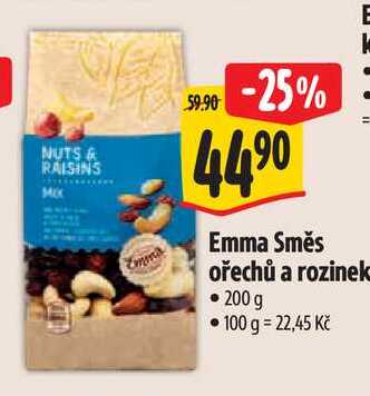 Emma Směs ořechů a rozinek, 200 g 