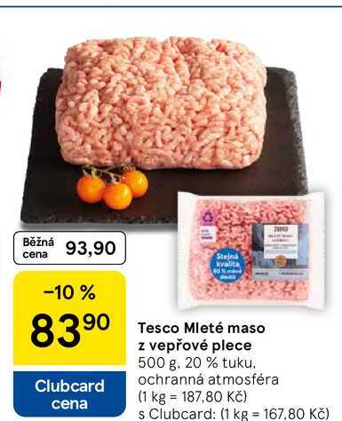 Tesco Mleté maso z vepřové plece, 500 g 