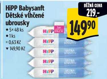 HiPP Babysanft Dětské vlhčené ubrousky, 5x 48 ks 