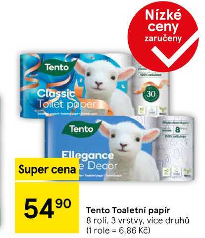 Tento Toaletní papír, 8 rolí, 3 vrstvy, více druhů 