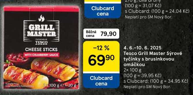 Tesco Grill Master Sýrové tyčinky s brusinkovou omáčkou, 2x 100 g 