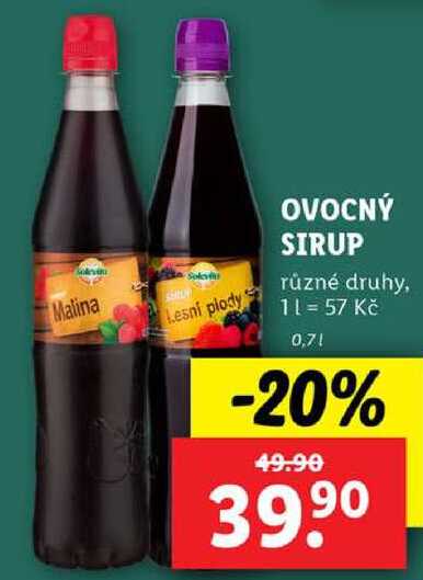 OVOCNÝ SIRUP, 0,7 l