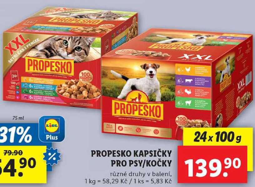 PROPESKO KAPSIČKY PRO PSY/KOČKY, 24x 100 g