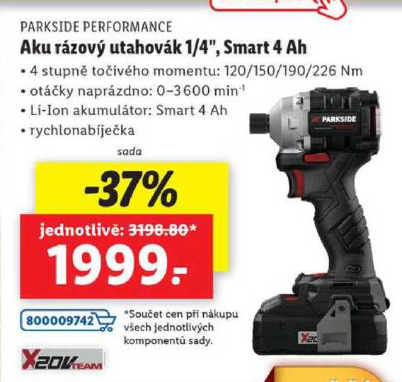 Aku rázový utahovák 1/4", Smart 4 Ah 